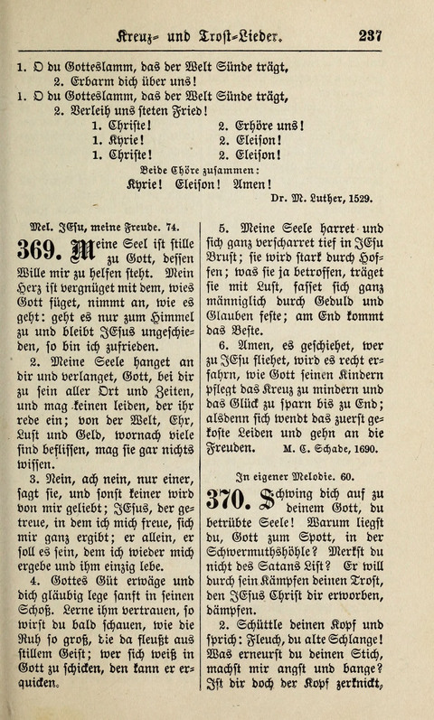 Kirchen-Gesangbuch: für Evangelisch-Lutherische Gemeinden ungeänderter Aubsburgischer Confession page 237