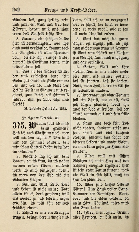 Kirchen-Gesangbuch: für Evangelisch-Lutherische Gemeinden ungeänderter Aubsburgischer Confession page 242