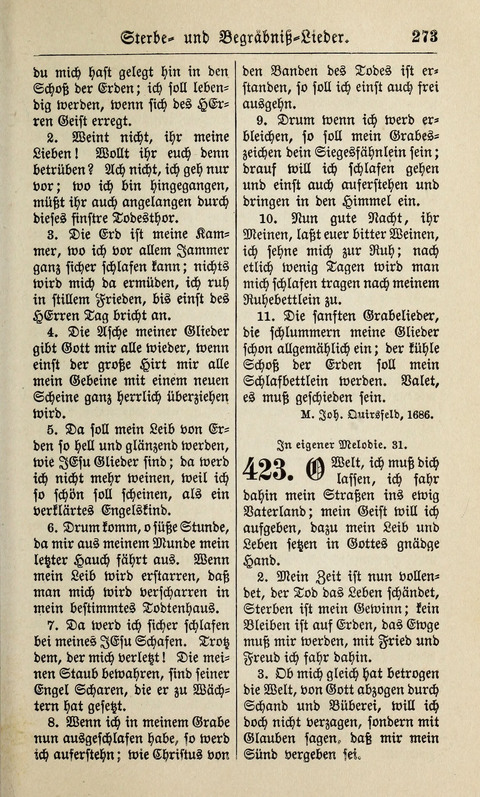 Kirchen-Gesangbuch: für Evangelisch-Lutherische Gemeinden ungeänderter Aubsburgischer Confession page 273