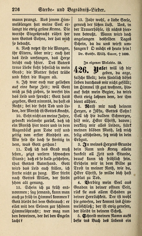 Kirchen-Gesangbuch: für Evangelisch-Lutherische Gemeinden ungeänderter Aubsburgischer Confession page 276