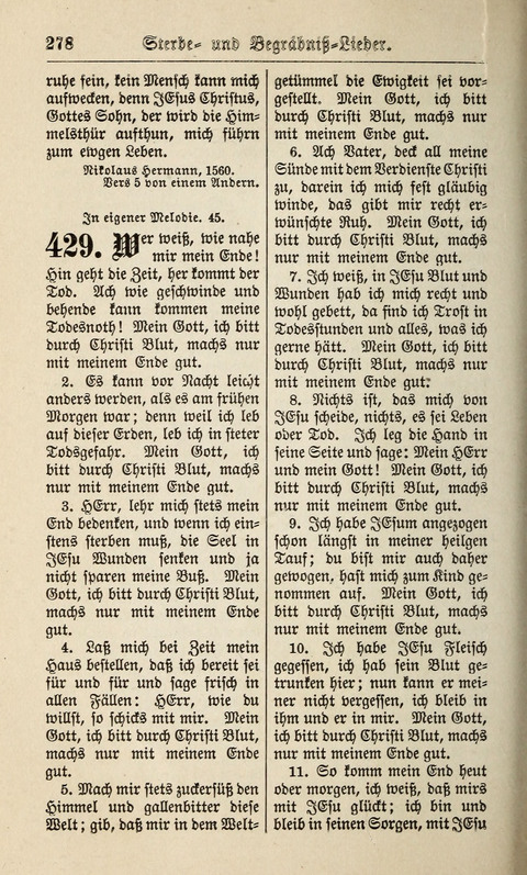 Kirchen-Gesangbuch: für Evangelisch-Lutherische Gemeinden ungeänderter Aubsburgischer Confession page 278