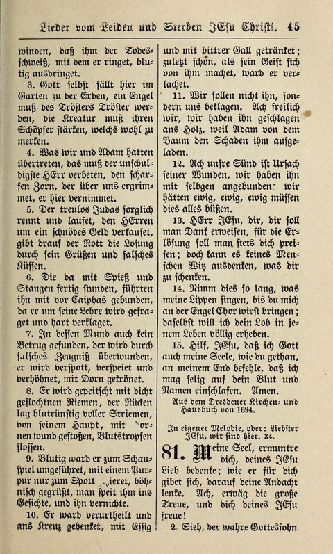 Kirchen-Gesangbuch: für Evangelisch-Lutherische Gemeinden ungeänderter Aubsburgischer Confession page 45