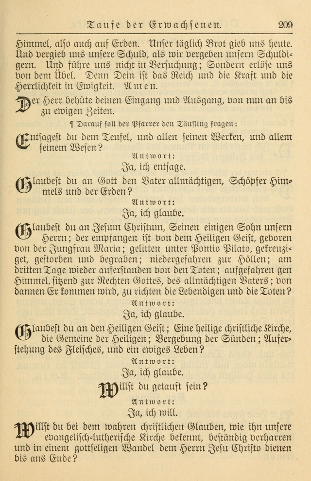 Kirchenbuch für Evangelisch-Lutherische Gemeinden page 209