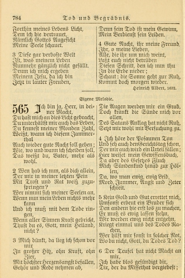 Kirchenbuch für Evangelisch-Lutherische Gemeinden page 784