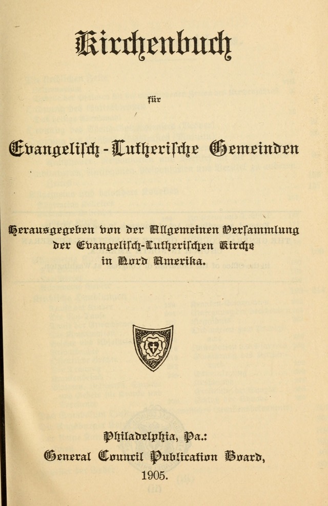 Kirchenbuch für Evangelisch-Lutherische Gemeinden page v