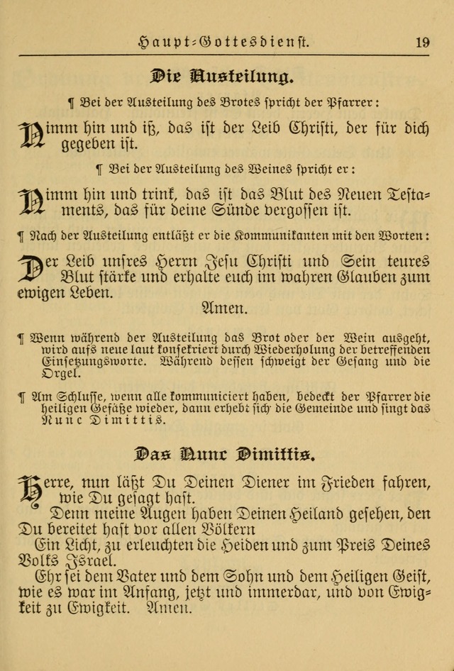 Kirchenbuch für Evangelisch-Lutherische Gemeinden: Herausgegeben von der Allgemeinen Versammlung der Evangelisch-Lutherischen Kirche in Nord Amerika (Neue und Verb. Aus.) page 19