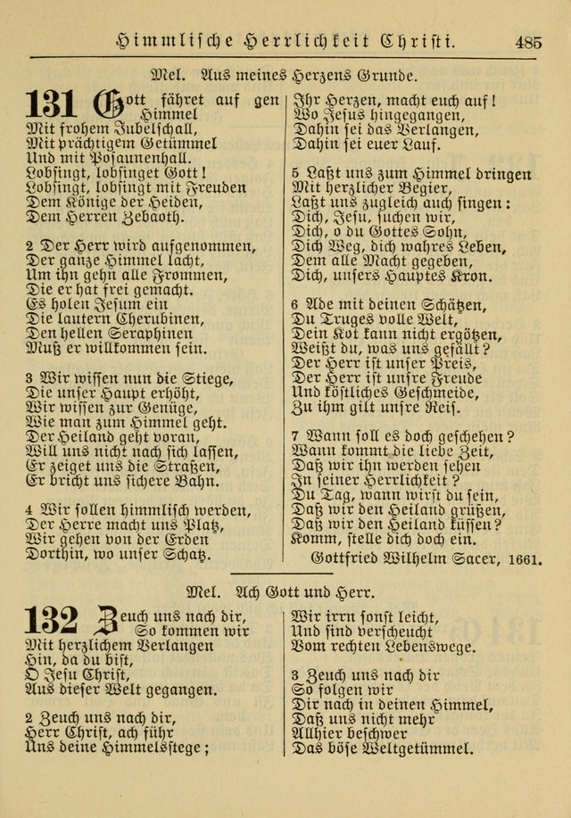 Kirchenbuch für Evangelisch-Lutherische Gemeinden: Herausgegeben von der Allgemeinen Versammlung der Evangelisch-Lutherischen Kirche in Nord Amerika (Neue und Verb. Aus.) page 485