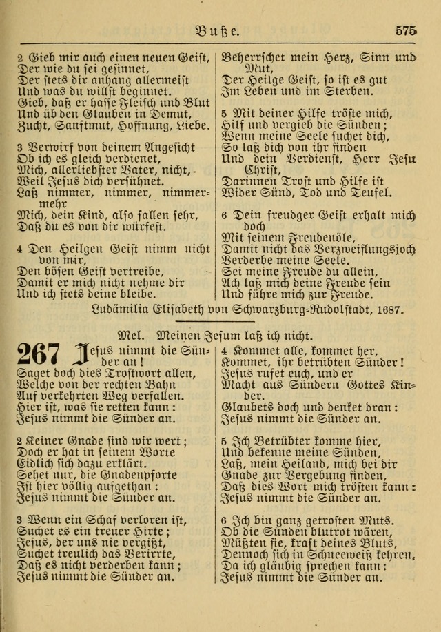 Kirchenbuch für Evangelisch-Lutherische Gemeinden: Herausgegeben von der Allgemeinen Versammlung der Evangelisch-Lutherischen Kirche in Nord Amerika (Neue und Verb. Aus.) page 575