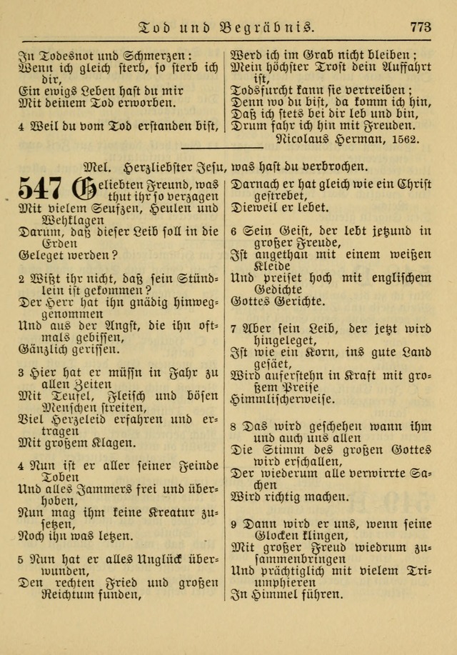 Kirchenbuch für Evangelisch-Lutherische Gemeinden: Herausgegeben von der Allgemeinen Versammlung der Evangelisch-Lutherischen Kirche in Nord Amerika (Neue und Verb. Aus.) page 773