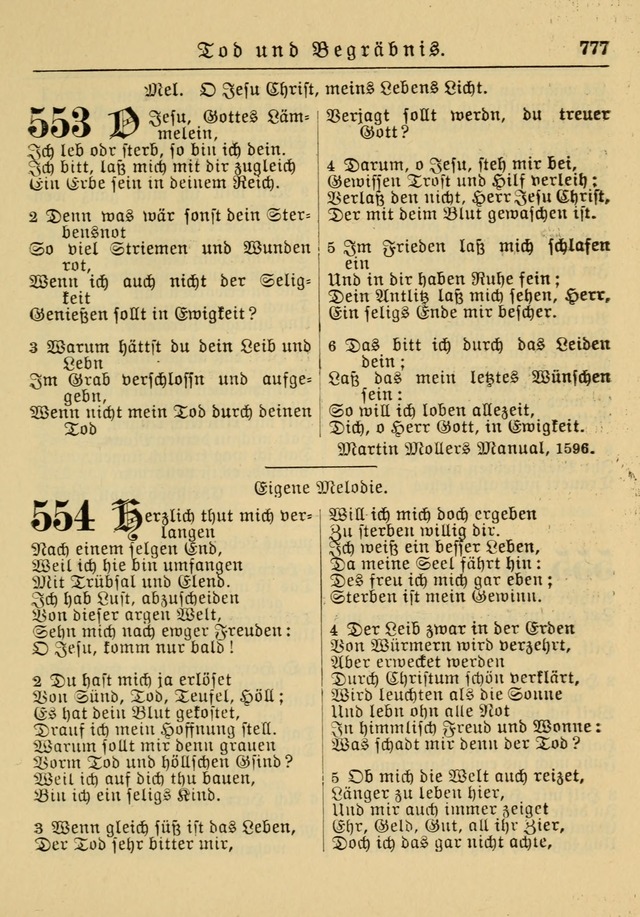 Kirchenbuch für Evangelisch-Lutherische Gemeinden: Herausgegeben von der Allgemeinen Versammlung der Evangelisch-Lutherischen Kirche in Nord Amerika (Neue und Verb. Aus.) page 777