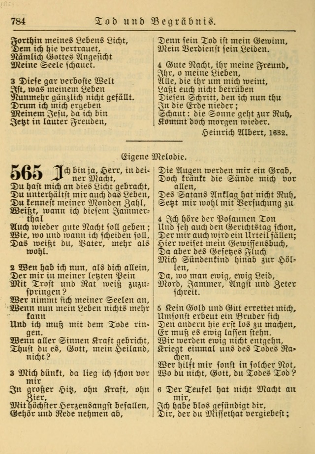 Kirchenbuch für Evangelisch-Lutherische Gemeinden: Herausgegeben von der Allgemeinen Versammlung der Evangelisch-Lutherischen Kirche in Nord Amerika (Neue und Verb. Aus.) page 784