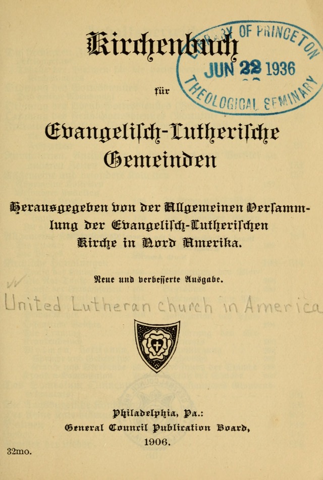 Kirchenbuch für Evangelisch-Lutherische Gemeinden: Herausgegeben von der Allgemeinen Versammlung der Evangelisch-Lutherischen Kirche in Nord Amerika (Neue und Verb. Aus.) page vii