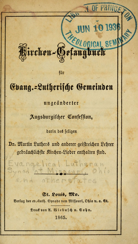 Kirchen-Gesangbuch für Evang.-Lutherische Gemeinden: ungeänderter Augsburgischer Confession, darin des seligen Dr. Martin Luthers und anderer geistreichen Lehrer gebräuchlichste Kirchen-Lieder... page ii