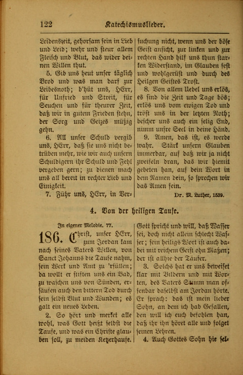 Kirchen-Gesangbuch für Evangelisch-Lutherische Gemeinden: ungeänderter Augsburgischer Confession darin des sel. Dr. Martin Luthers und anderer geistreichen Lehrer gebräuchlichste ... (55. ed.) page 122