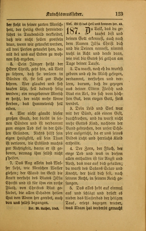 Kirchen-Gesangbuch für Evangelisch-Lutherische Gemeinden: ungeänderter Augsburgischer Confession darin des sel. Dr. Martin Luthers und anderer geistreichen Lehrer gebräuchlichste ... (55. ed.) page 123