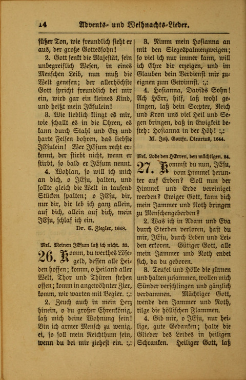 Kirchen-Gesangbuch für Evangelisch-Lutherische Gemeinden: ungeänderter Augsburgischer Confession darin des sel. Dr. Martin Luthers und anderer geistreichen Lehrer gebräuchlichste ... (55. ed.) page 14