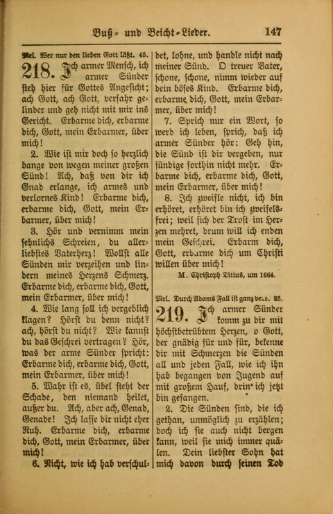 Kirchen-Gesangbuch für Evangelisch-Lutherische Gemeinden: ungeänderter Augsburgischer Confession darin des sel. Dr. Martin Luthers und anderer geistreichen Lehrer gebräuchlichste ... (55. ed.) page 147