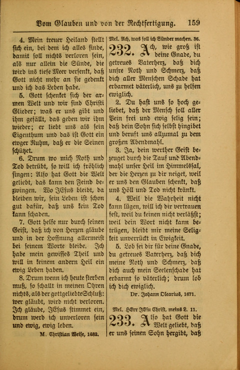 Kirchen-Gesangbuch für Evangelisch-Lutherische Gemeinden: ungeänderter Augsburgischer Confession darin des sel. Dr. Martin Luthers und anderer geistreichen Lehrer gebräuchlichste ... (55. ed.) page 159