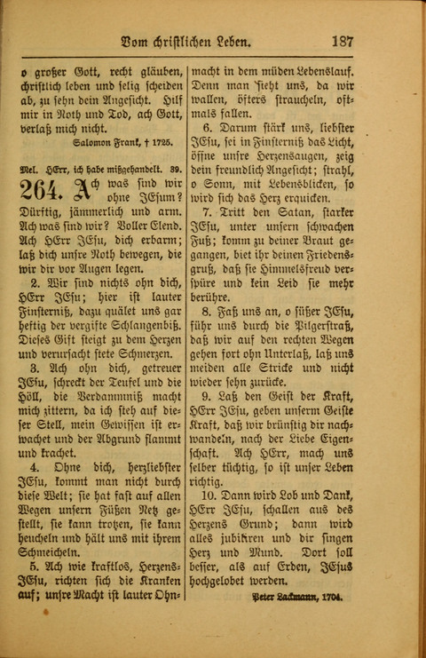 Kirchen-Gesangbuch für Evangelisch-Lutherische Gemeinden: ungeänderter Augsburgischer Confession darin des sel. Dr. Martin Luthers und anderer geistreichen Lehrer gebräuchlichste ... (55. ed.) page 187