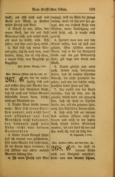 Kirchen-Gesangbuch für Evangelisch-Lutherische Gemeinden: ungeänderter Augsburgischer Confession darin des sel. Dr. Martin Luthers und anderer geistreichen Lehrer gebräuchlichste ... (55. ed.) page 189