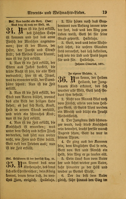 Kirchen-Gesangbuch für Evangelisch-Lutherische Gemeinden: ungeänderter Augsburgischer Confession darin des sel. Dr. Martin Luthers und anderer geistreichen Lehrer gebräuchlichste ... (55. ed.) page 19