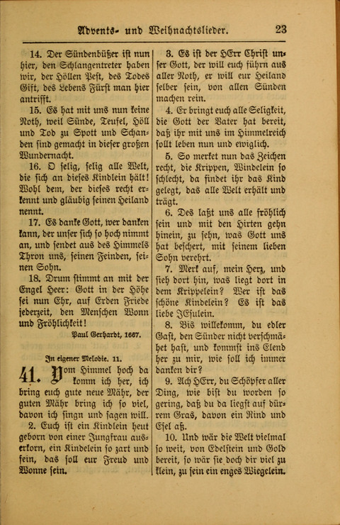 Kirchen-Gesangbuch für Evangelisch-Lutherische Gemeinden: ungeänderter Augsburgischer Confession darin des sel. Dr. Martin Luthers und anderer geistreichen Lehrer gebräuchlichste ... (55. ed.) page 23