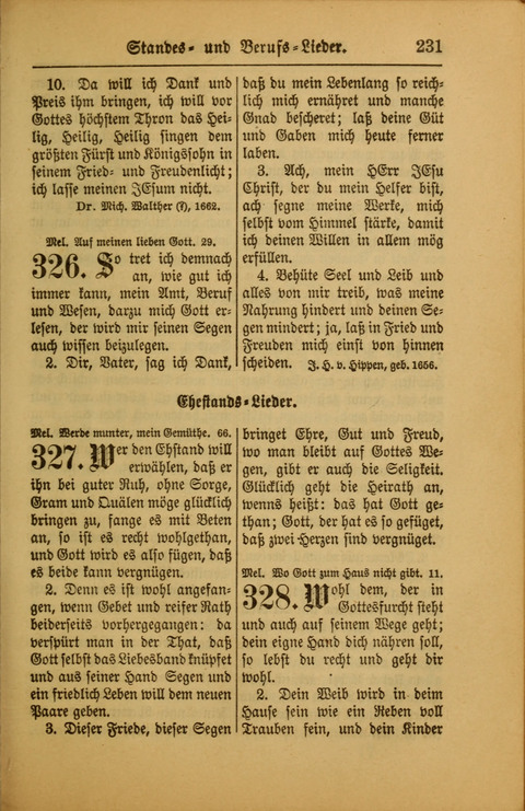 Kirchen-Gesangbuch für Evangelisch-Lutherische Gemeinden: ungeänderter Augsburgischer Confession darin des sel. Dr. Martin Luthers und anderer geistreichen Lehrer gebräuchlichste ... (55. ed.) page 231