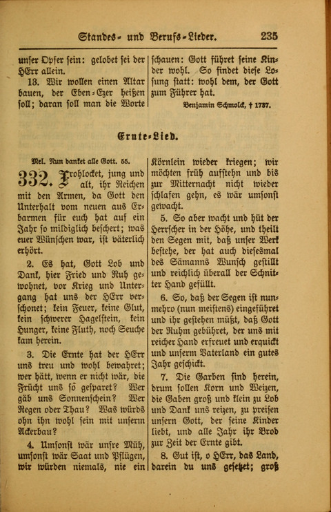 Kirchen-Gesangbuch für Evangelisch-Lutherische Gemeinden: ungeänderter Augsburgischer Confession darin des sel. Dr. Martin Luthers und anderer geistreichen Lehrer gebräuchlichste ... (55. ed.) page 235