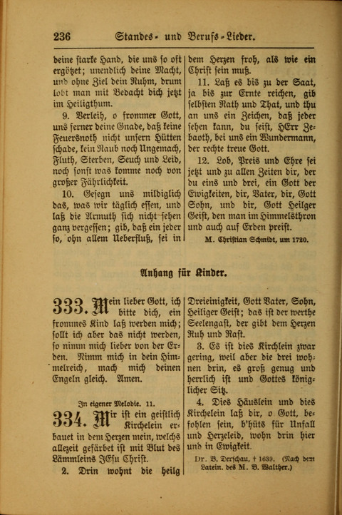 Kirchen-Gesangbuch für Evangelisch-Lutherische Gemeinden: ungeänderter Augsburgischer Confession darin des sel. Dr. Martin Luthers und anderer geistreichen Lehrer gebräuchlichste ... (55. ed.) page 236