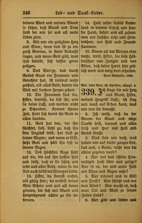 Kirchen-Gesangbuch für Evangelisch-Lutherische Gemeinden: ungeänderter Augsburgischer Confession darin des sel. Dr. Martin Luthers und anderer geistreichen Lehrer gebräuchlichste ... (55. ed.) page 240