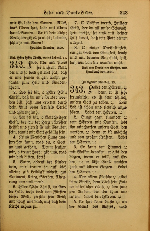 Kirchen-Gesangbuch für Evangelisch-Lutherische Gemeinden: ungeänderter Augsburgischer Confession darin des sel. Dr. Martin Luthers und anderer geistreichen Lehrer gebräuchlichste ... (55. ed.) page 243