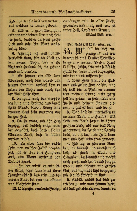 Kirchen-Gesangbuch für Evangelisch-Lutherische Gemeinden: ungeänderter Augsburgischer Confession darin des sel. Dr. Martin Luthers und anderer geistreichen Lehrer gebräuchlichste ... (55. ed.) page 25