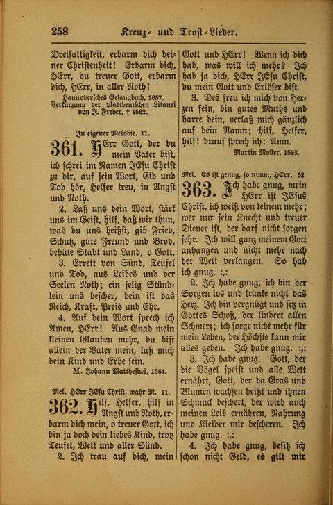 Kirchen-Gesangbuch für Evangelisch-Lutherische Gemeinden: ungeänderter Augsburgischer Confession darin des sel. Dr. Martin Luthers und anderer geistreichen Lehrer gebräuchlichste ... (55. ed.) page 258