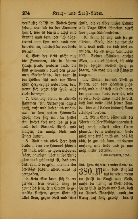 Kirchen-Gesangbuch für Evangelisch-Lutherische Gemeinden: ungeänderter Augsburgischer Confession darin des sel. Dr. Martin Luthers und anderer geistreichen Lehrer gebräuchlichste ... (55. ed.) page 274