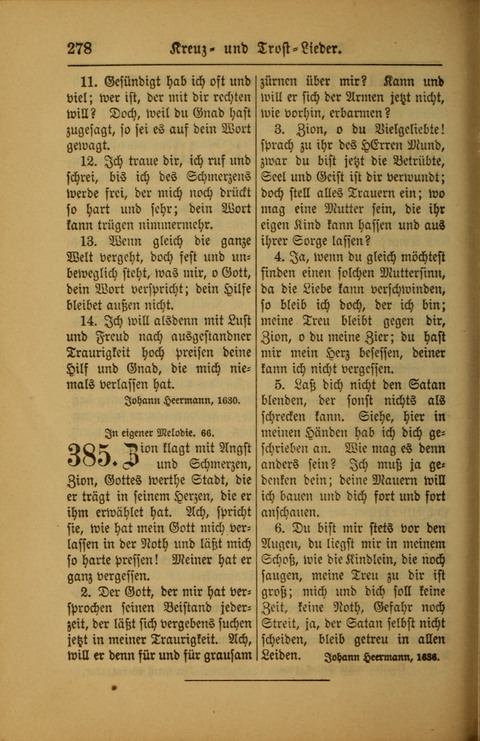 Kirchen-Gesangbuch für Evangelisch-Lutherische Gemeinden: ungeänderter Augsburgischer Confession darin des sel. Dr. Martin Luthers und anderer geistreichen Lehrer gebräuchlichste ... (55. ed.) page 278