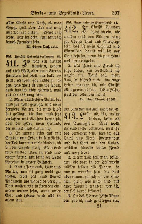 Kirchen-Gesangbuch für Evangelisch-Lutherische Gemeinden: ungeänderter Augsburgischer Confession darin des sel. Dr. Martin Luthers und anderer geistreichen Lehrer gebräuchlichste ... (55. ed.) page 297