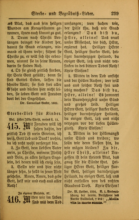 Kirchen-Gesangbuch für Evangelisch-Lutherische Gemeinden: ungeänderter Augsburgischer Confession darin des sel. Dr. Martin Luthers und anderer geistreichen Lehrer gebräuchlichste ... (55. ed.) page 299