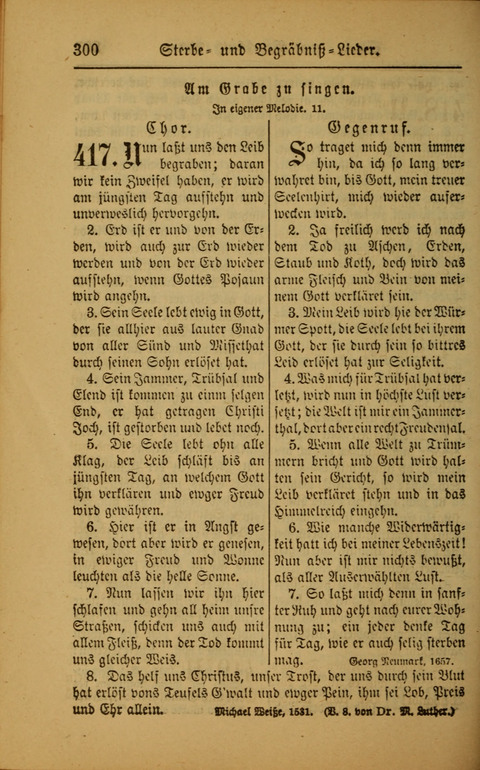 Kirchen-Gesangbuch für Evangelisch-Lutherische Gemeinden: ungeänderter Augsburgischer Confession darin des sel. Dr. Martin Luthers und anderer geistreichen Lehrer gebräuchlichste ... (55. ed.) page 300