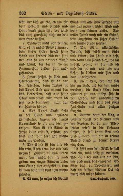 Kirchen-Gesangbuch für Evangelisch-Lutherische Gemeinden: ungeänderter Augsburgischer Confession darin des sel. Dr. Martin Luthers und anderer geistreichen Lehrer gebräuchlichste ... (55. ed.) page 302