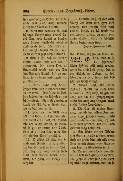 Kirchen-Gesangbuch für Evangelisch-Lutherische Gemeinden: ungeänderter Augsburgischer Confession darin des sel. Dr. Martin Luthers und anderer geistreichen Lehrer gebräuchlichste ... (55. ed.) page 304