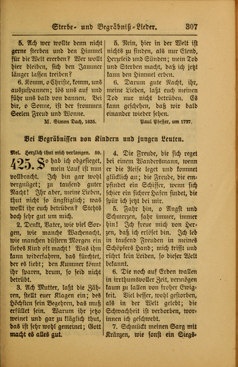 Kirchen-Gesangbuch für Evangelisch-Lutherische Gemeinden: ungeänderter Augsburgischer Confession darin des sel. Dr. Martin Luthers und anderer geistreichen Lehrer gebräuchlichste ... (55. ed.) page 307