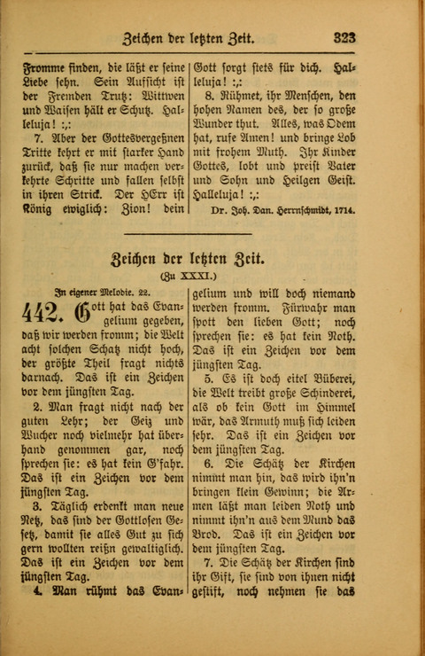 Kirchen-Gesangbuch für Evangelisch-Lutherische Gemeinden: ungeänderter Augsburgischer Confession darin des sel. Dr. Martin Luthers und anderer geistreichen Lehrer gebräuchlichste ... (55. ed.) page 323