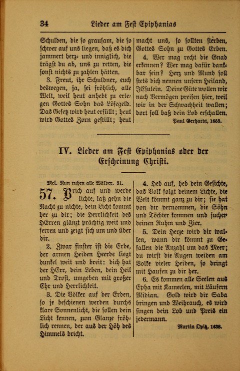 Kirchen-Gesangbuch für Evangelisch-Lutherische Gemeinden: ungeänderter Augsburgischer Confession darin des sel. Dr. Martin Luthers und anderer geistreichen Lehrer gebräuchlichste ... (55. ed.) page 34