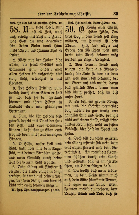 Kirchen-Gesangbuch für Evangelisch-Lutherische Gemeinden: ungeänderter Augsburgischer Confession darin des sel. Dr. Martin Luthers und anderer geistreichen Lehrer gebräuchlichste ... (55. ed.) page 35