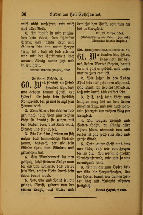 Kirchen-Gesangbuch für Evangelisch-Lutherische Gemeinden: ungeänderter Augsburgischer Confession darin des sel. Dr. Martin Luthers und anderer geistreichen Lehrer gebräuchlichste ... (55. ed.) page 36