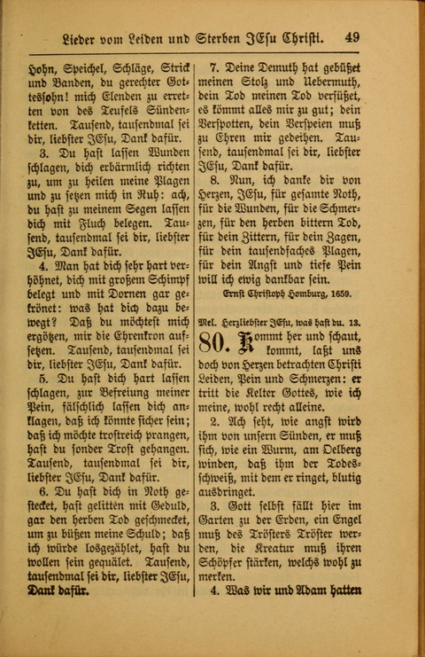 Kirchen-Gesangbuch für Evangelisch-Lutherische Gemeinden: ungeänderter Augsburgischer Confession darin des sel. Dr. Martin Luthers und anderer geistreichen Lehrer gebräuchlichste ... (55. ed.) page 49