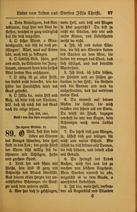 Kirchen-Gesangbuch für Evangelisch-Lutherische Gemeinden: ungeänderter Augsburgischer Confession darin des sel. Dr. Martin Luthers und anderer geistreichen Lehrer gebräuchlichste ... (55. ed.) page 57