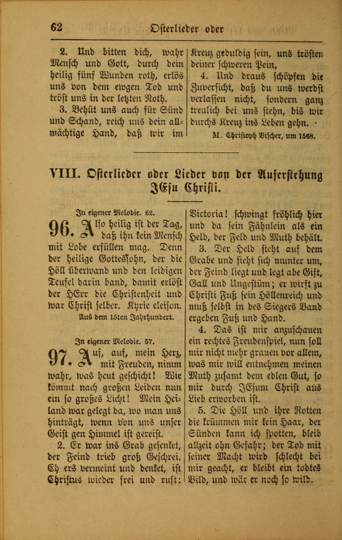 Kirchen-Gesangbuch für Evangelisch-Lutherische Gemeinden: ungeänderter Augsburgischer Confession darin des sel. Dr. Martin Luthers und anderer geistreichen Lehrer gebräuchlichste ... (55. ed.) page 62