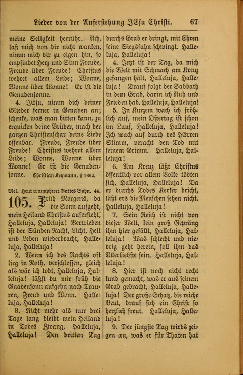 Kirchen-Gesangbuch für Evangelisch-Lutherische Gemeinden: ungeänderter Augsburgischer Confession darin des sel. Dr. Martin Luthers und anderer geistreichen Lehrer gebräuchlichste ... (55. ed.) page 67