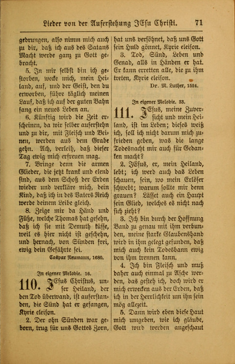 Kirchen-Gesangbuch für Evangelisch-Lutherische Gemeinden: ungeänderter Augsburgischer Confession darin des sel. Dr. Martin Luthers und anderer geistreichen Lehrer gebräuchlichste ... (55. ed.) page 71